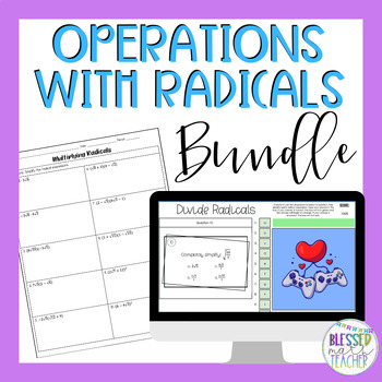 Preview of Operations with Radical Expressions Digital Activity + Task Cards BUNDLE