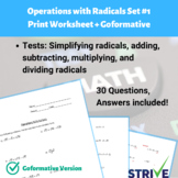Operations with Radicals - Set #1 Worksheet and Goformativ