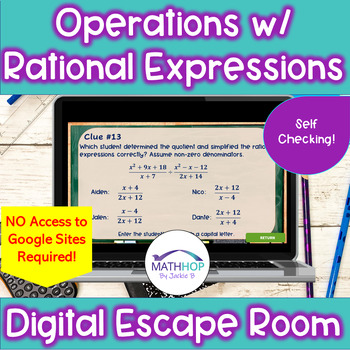 Preview of Operations with Rational Expressions: Digital Escape Room