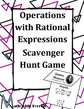 Preview of Operations with Rational Expressions Scavenger Hunt Game
