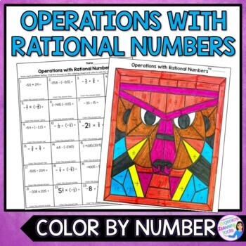 Operations with Rational Numbers Color by Number Worksheet | TPT