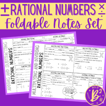 Preview of Operations with Rational Numbers Foldable Notes Set