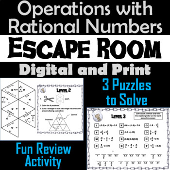 Preview of Operations with Rational Numbers Activity: Escape Room Math Breakout Game