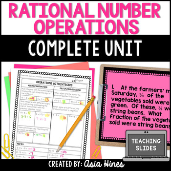 Preview of Operations with Rational Numbers Guided Notes, Worksheets & Activities 7th Grade