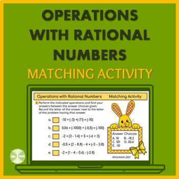 Preview of Operations with Rational Numbers - Matching Activity 
