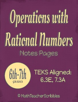 Preview of Operations with Rational Numbers Note Pages