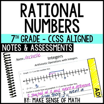 Preview of Operations with Rational Numbers Notes & Assessments 7th Grade Math