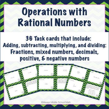 Preview of Operations with Rational Numbers Task Cards (Scoot!)
