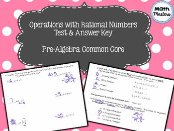 Preview of Operations with Rational Numbers Test & Answer Key