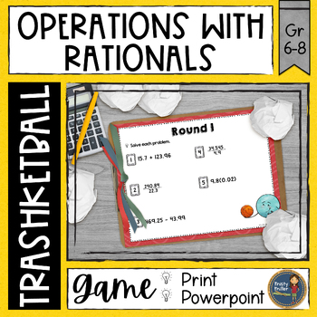 Preview of Operations with Rational Numbers Trashketball Math Game