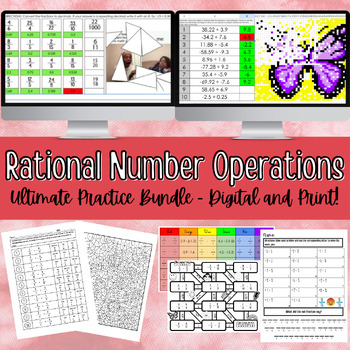 Preview of Operations with Rational Numbers - Ultimate Practice Bundle - Digital and Print!