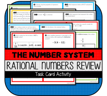 Preview of Operations with Rational Numbers Unit Review TASK CARDS