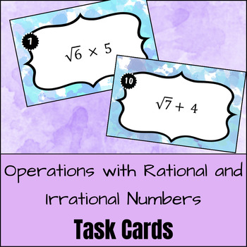Preview of Operations with Rational and Irrational Numbers Task Cards