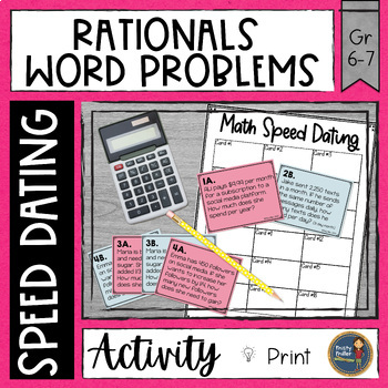 Preview of Operations with Rationals Word Problems Math Speed Dating - Task Cards