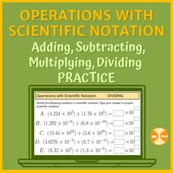 Preview of Operations with Scientific Notation - 20 problems - Practice for Google Slides