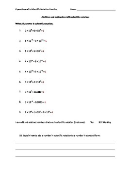 Preview of Operations with Scientific Notation Differentiated Practice