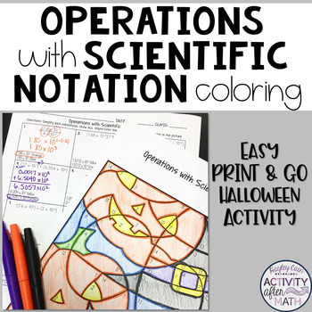 Preview of Halloween Math Operations with Scientific Notation Coloring Activity