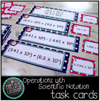 Preview of Operations with Scientific Notation Task Cards
