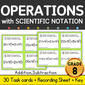 Preview of Operations with Scientific Notation Task Cards Addition and Subtraction