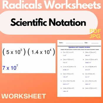 Preview of Operations with Scientific Notation worksheet - Write in scientific notation