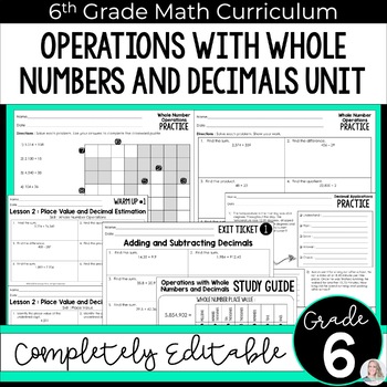 Preview of Operations with Whole Numbers and Decimals Unit