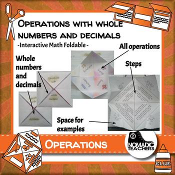 Preview of Operations with whole numbers and decimals interactive notebook math foldable