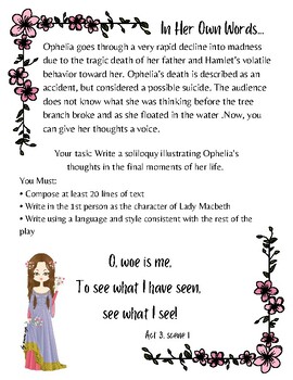 Preview of Ophelia's Death Soliloquy: PDF