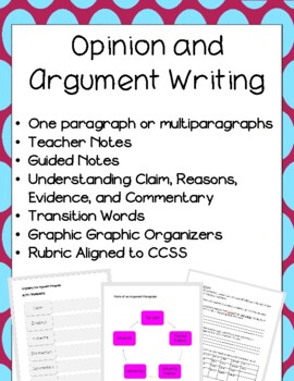 Preview of Opinion-Argument Writing with Organizers, Guided Notes, and a Rubric
