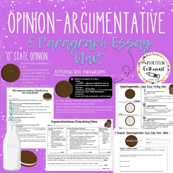 Preview of Opinion Argumentative Cookie Essay Writing Unit