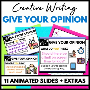 Preview of Daily Opinion Writing Prompt Slides for 2nd 3rd 4th & 5th Grade Creative Writing
