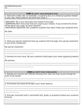 Opinion Essay Outline and Checklist by Jennifer Leverentz | TpT