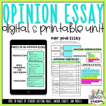 Preview of Opinion Essay Writing Unit Printable and Digital (Google Slides)