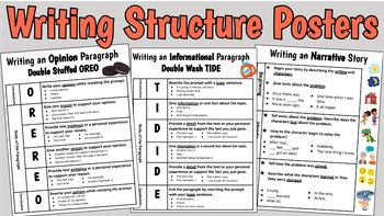 Preview of Opinion, Informational, and Narrative Writing Structure Posters with Starters