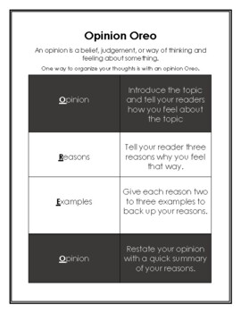 Preview of Opinion Oreo and Opinion Essay Checklist