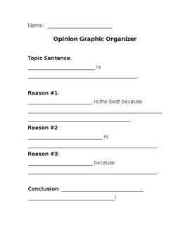 opinion essay organizer template