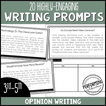 Preview of Opinion Paragraph Writing Prompts for Grades 3, 4, 5 / Brainstorming