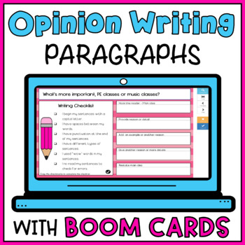 Preview of Opinion Paragraph Writing Boom Cards - Persuasive Writing Prompts