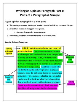 Preview of Opinion Paragraph Writing: Lesson, Template, Sample & Assignment
