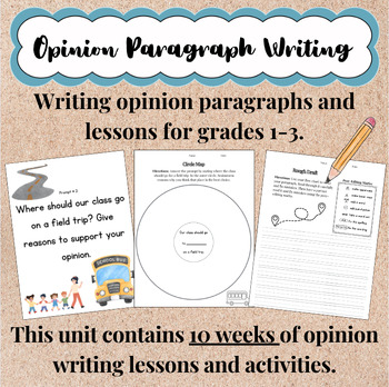 Preview of Opinion Paragraph Writing Unit: Prompts and Graphic Organizers for 1st-3d Grade