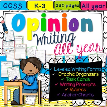 Preview of Opinion Paragraph Writing Unit All Year K-3
