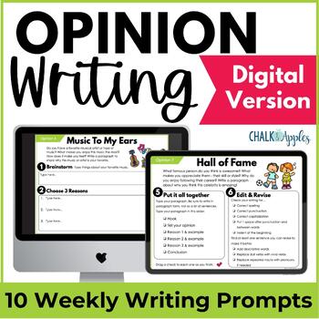 Preview of Opinion Writing Templates & Graphic Organizers DIGITAL Paragraph Writing Prompts