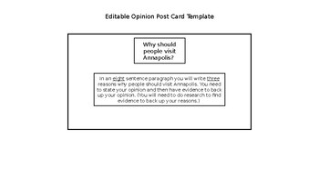 Preview of Opinion/ Persuasive Post Card Template