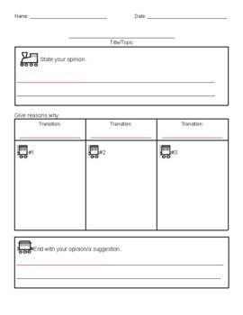 Preview of Opinion/Persuasive Writing Graphic Organizer with Transitions! Easy for students