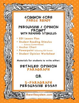 Preview of Opinion Persuasive Writing Prompt Reading Stimulus Common Core PARCC aligned
