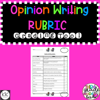 Preview of Opinion Writing / Persuasive Writing Grading Rubric