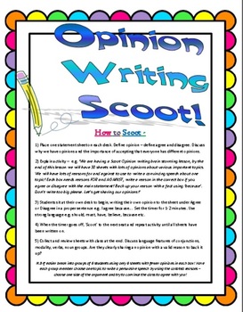 Opinion Persuasive Writing - SCOOT Lesson - Grade 2-6 (30 Worksheets!)