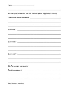 Opinion Piece 5 paragraph planning sheet by Weekley Teachings | TpT