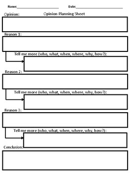 opinion essay planning sheet