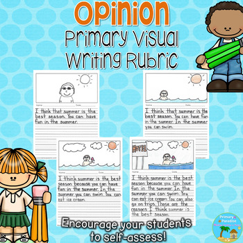 Preview of Opinion Primary Visual Writing Rubric {Persuasive}