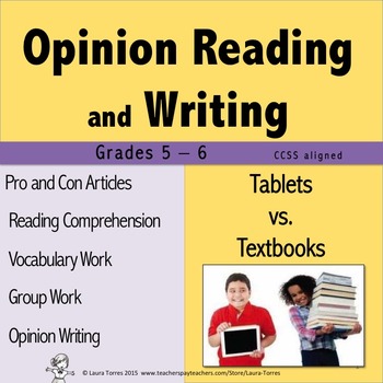 Preview of Opinion Writing and Opinion Reading - Tablets vs. Textbooks